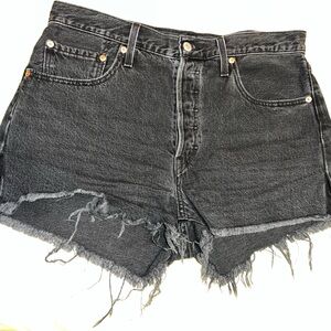 Levi's Black Frayed Jean Shorts